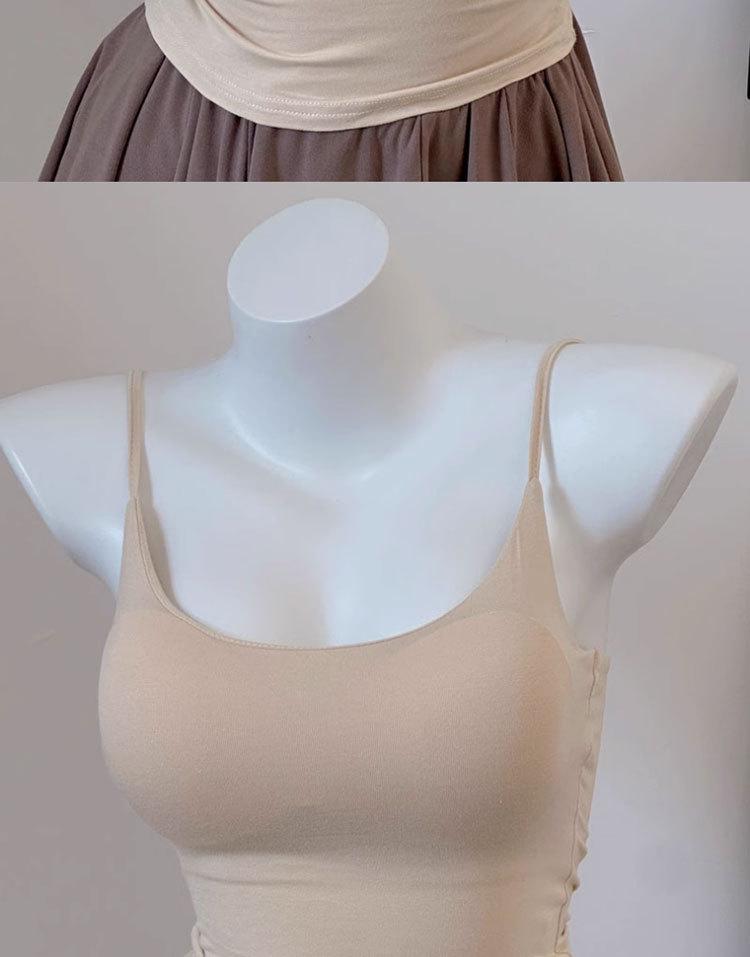 Slim-Fit Women's Camisole with Built-In Bra Pads – Anti-Expansion, Chest-Enhancing Inner Wear for Summer.
