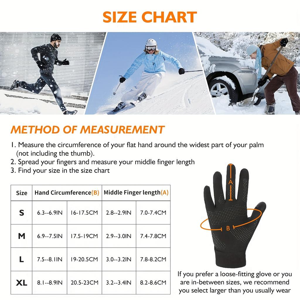 high qualityMen's and Women's Winter -Lined Warm Gloves, Windproof, Cold-Resistant, Touchscreen, Non-Slip, Lightweight, for Running, Cycling,