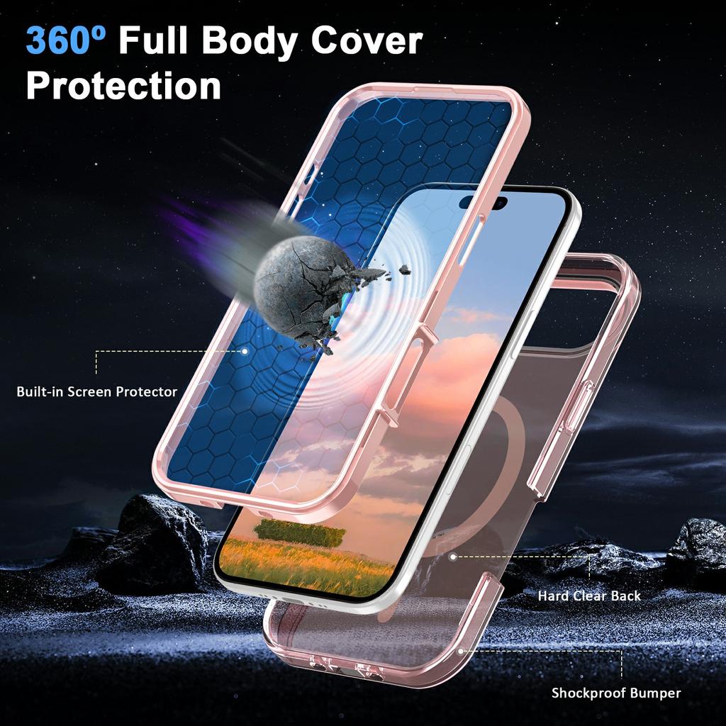 For iPhone Air Case Compatible with MagSafe PC+TPU Clear Phone Cover with PET Screen Film
