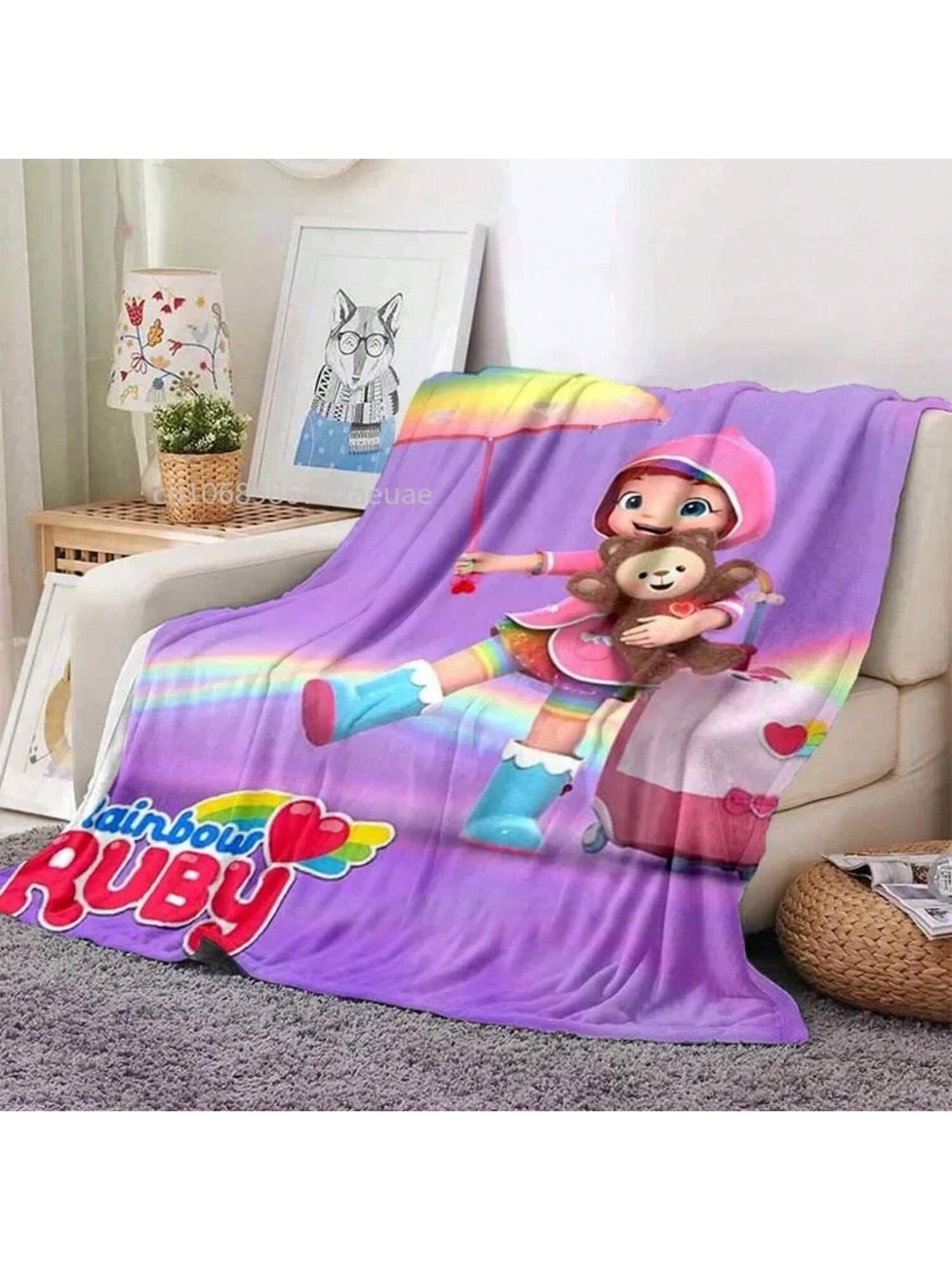 

Cartoon Series Rainbow Ruby s Blanket Lulu And Bear Cute Blanket Intelligence And Adventure Blanket Photo #Color_15,Size_100X130CM 75X95CM сірий колір