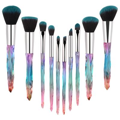 Foundation Brush, Loose Powder Brush, 10 Crystal Makeup Brushes, Transparent Diamond Handle Set, Foundation Brush, Eye Shadow Brush, Makeup Brush Set