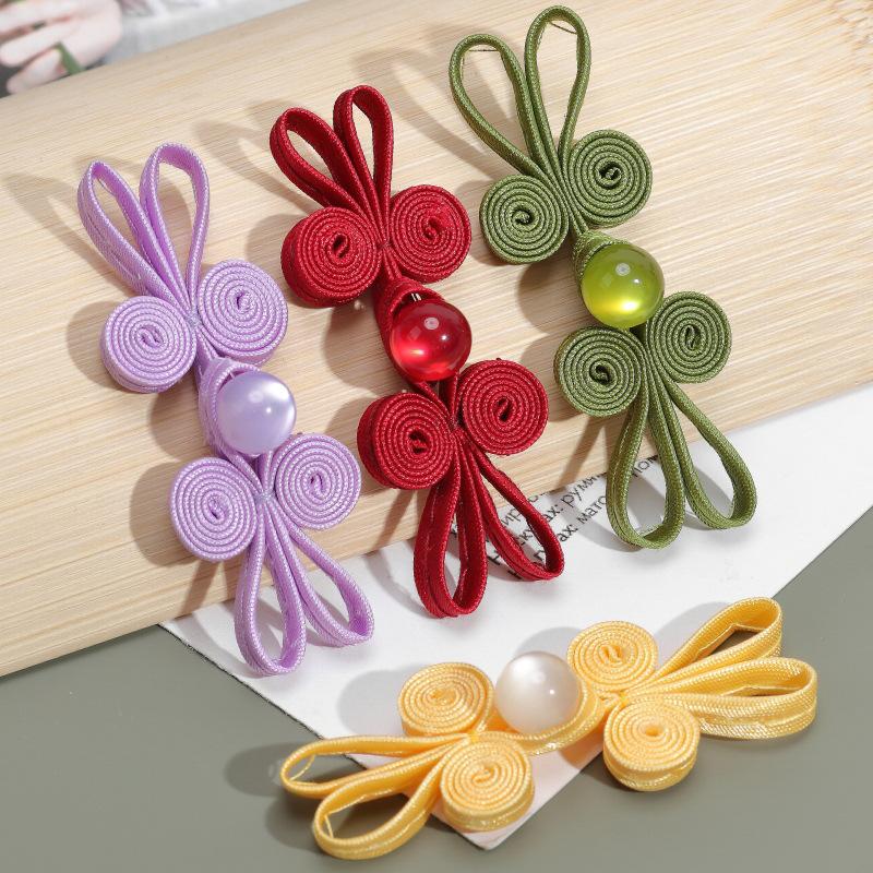 5pcs Jade Beaded Rabbit Ear Buttons, New Chinese Style Hand-woven Chinese Cheongsam Buttons, Hanfu Decorative Accessories