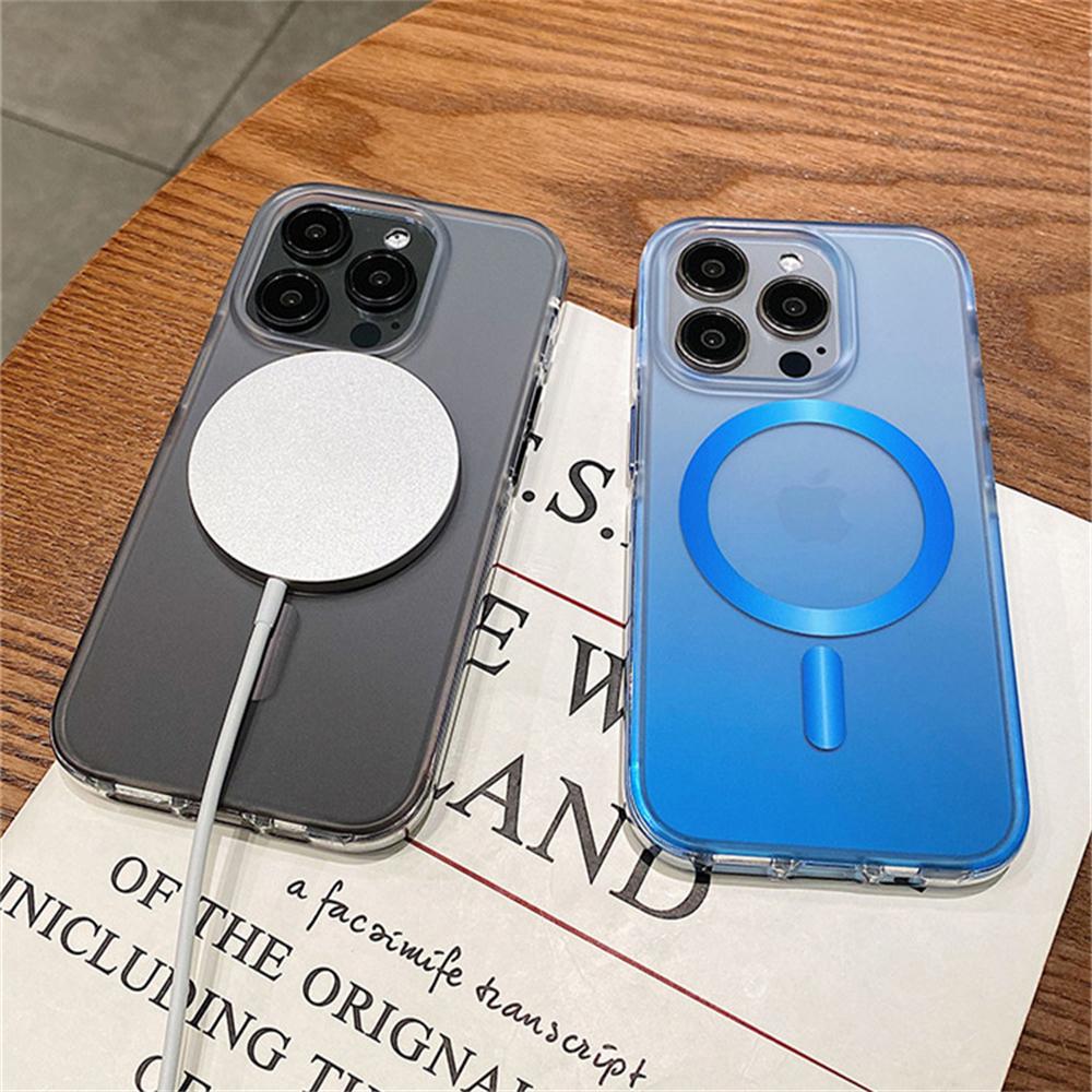 Luxury Bumper Matte Gradient Color Translucent For Magsafe Magnetic Phone Case for iPhone 15 14 Pro Max Hard Acrylic Armor Cover