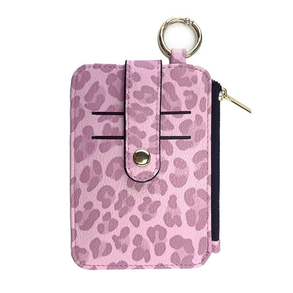 PU Leather Slim Mini Coin Pocket Waterproof Multi-function Leopard Print Wallet Portable Wear-resistant Credit Cards Holder