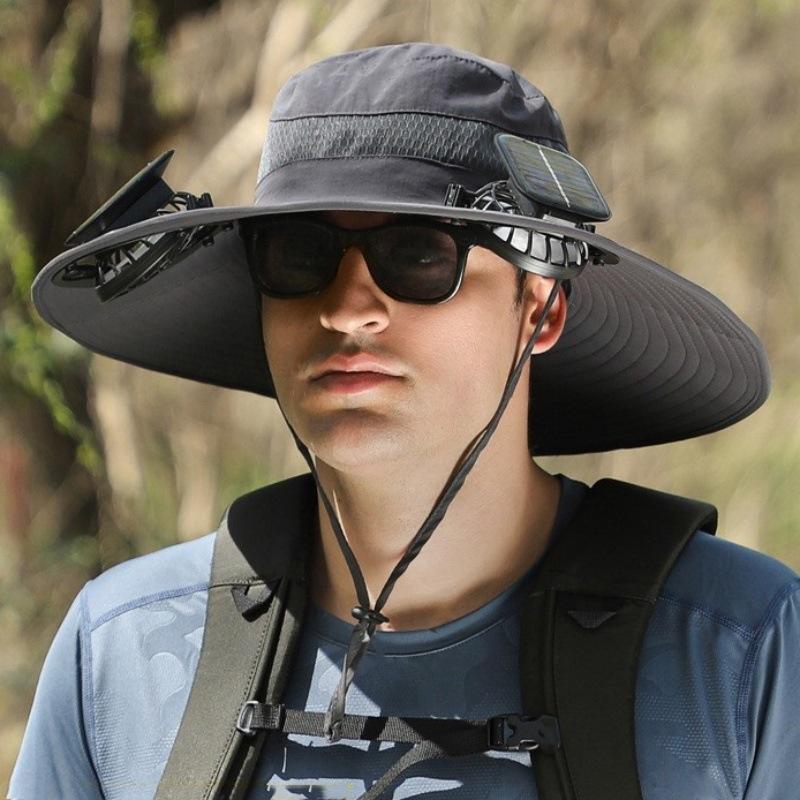 Solar Fan Hat Men's Summer Outdoor Mountaineering With Fan Sunshade Sunscreen Hat Fishing Fisherman Hat