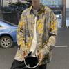 Summer New Youth Students Hong Kong Style Full Printed Short-Sleeved Shirt Korean Style Shirt Men's Long Sleeve Casual Top Shirt Coat