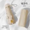 Compact 5-Fold Umbrella Women UPF 50 UV Protection Lightweight 6-Rib Manual Open Black Coated Fabric Portable Capsule