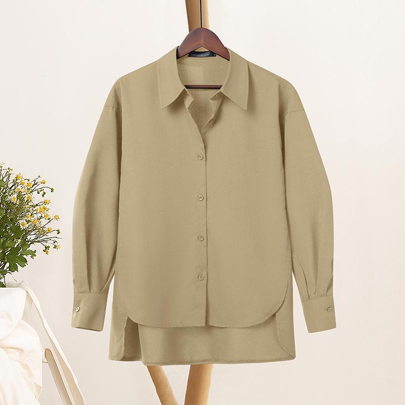 ZANZEA Lässige Bluse mit Umlegekragen und einfarbigen Langarmshirts für Damen