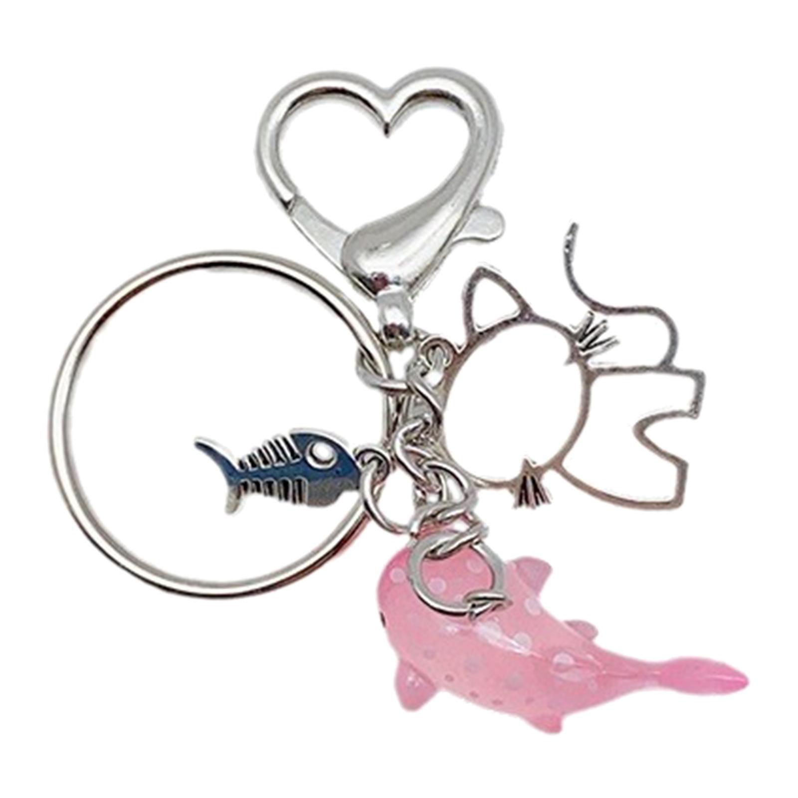 

Портативный акриловый брелок для ключей в виде рыбки, мультяшный полый брелок для ключей в виде кошки, декоративный брелок для ключей, легкое украшение для сумки, кошелька, рюкзака