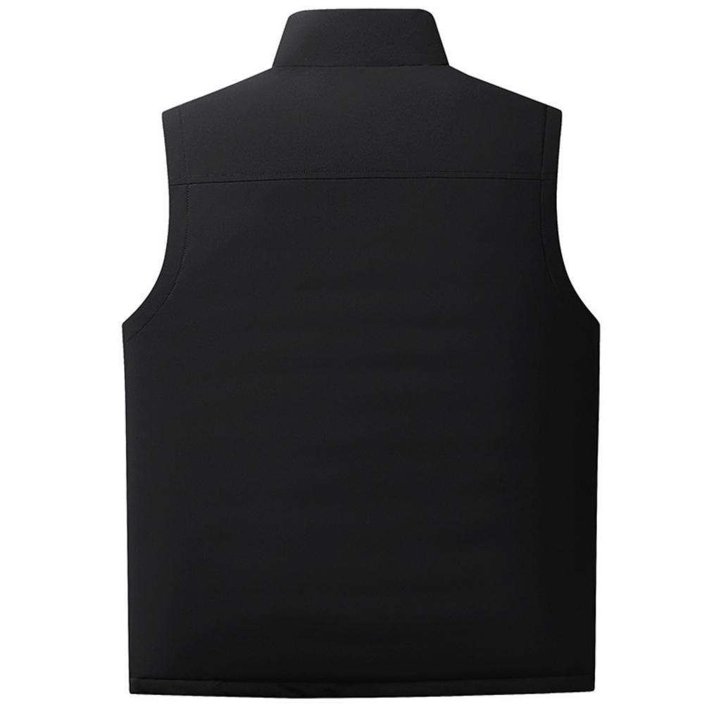 Men's Casual Solid-color Light Down Cotton Vest, Men's Stand-up Collar Zip-up Workwear Vest Jacket