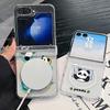Cute Panda Print Case For Samsung Z Flip 8 7 FE 6 5 Magnetic Clear Hard PC Folding Phone Cover For Galaxy Z Flip8 Flip7 Flip6