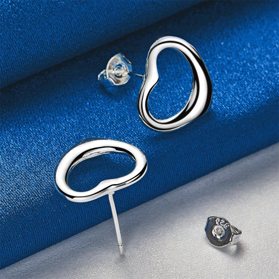 925 Sterling Silver Exquisite Six Hollow Heart Stud Earrings for Women Fashion Wedding Gift Accessories Party