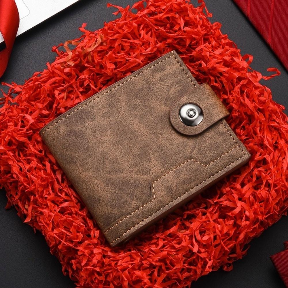 Durable Ultra Thin PU Leather Wallet Portable Lightweight Credit Card Holder Short Wallet Daily Use