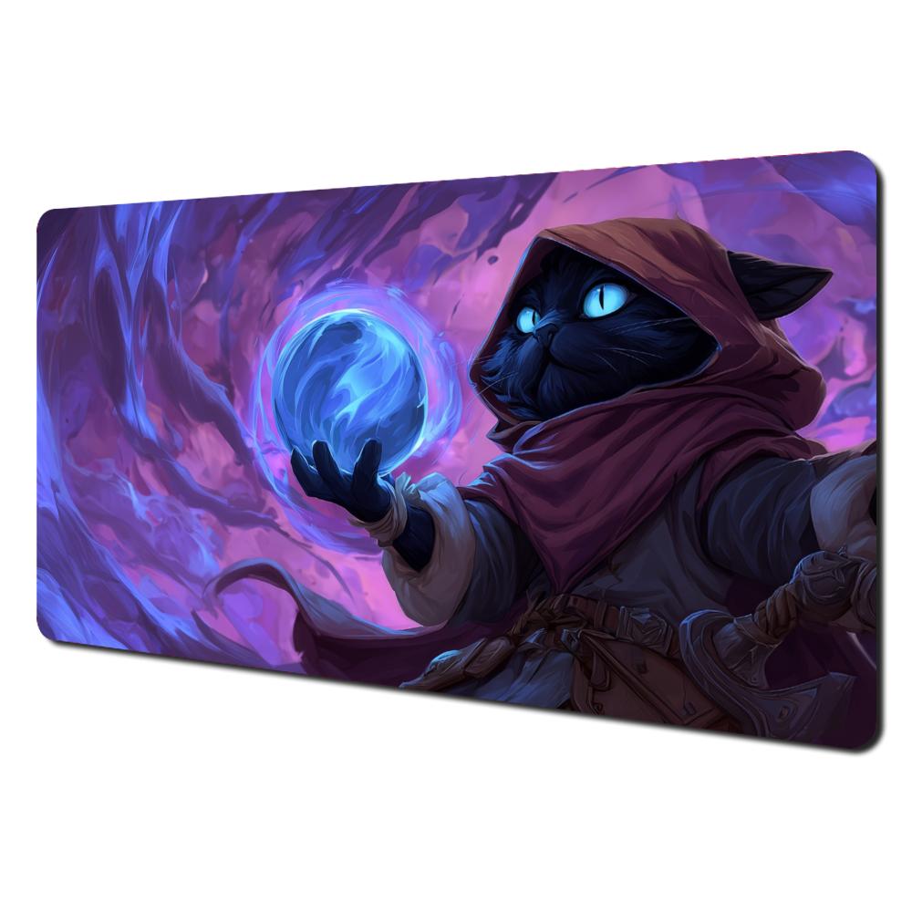Magic Black Cat And Crystal Ball Mtg Playmat Magic Card Battle Mat 35x60cm Tapete Magic Mtg Nonslip Durable Stitched Edge