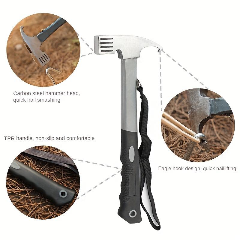 Camping Hammer: Heavy-Duty Multifunctional Steel Hammer with Tent Stake Remover & Holding Strap!Outdoor Camping