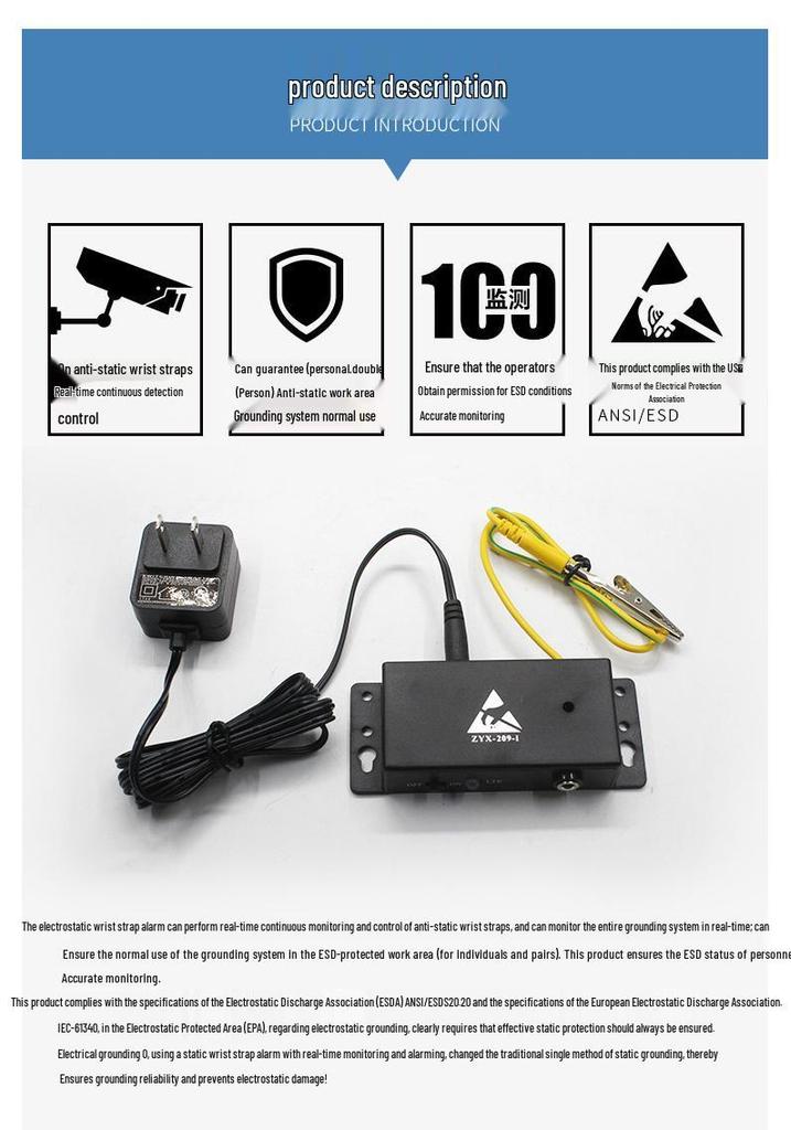 Antistatisches Armband mit Monitor und Alarm ZYX-209-I/1