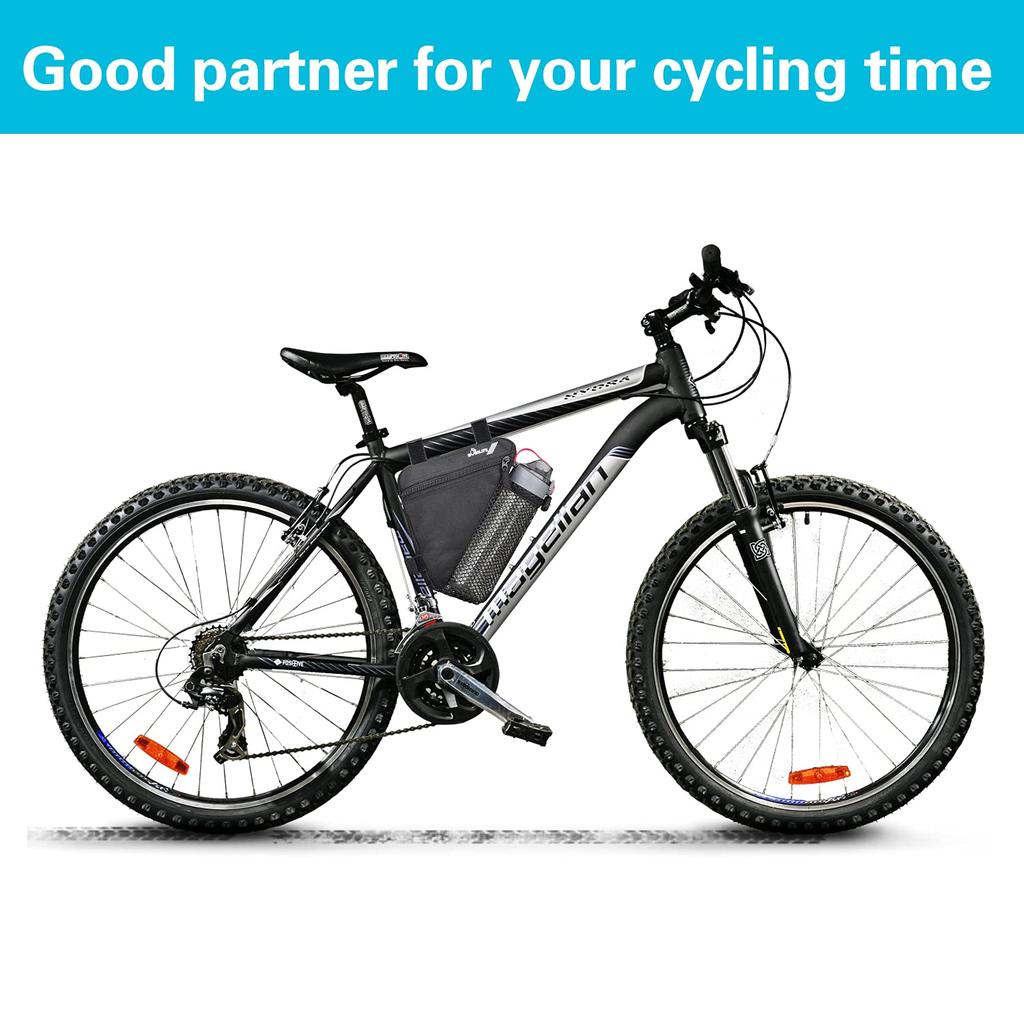 BOBILIFE Triangle Bicycle Frame Bag - Bicycle Cycling Handlebar Front Pouch/Saddle Storage Bag for Road and Mountain Bikes (Black with Bottle Holder)