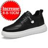 Big Size Lift Men Sneakers Elevator Shoes Heightening Height Increase Insole 7-8CM High Heels Shoes  Leather Sport Shoes