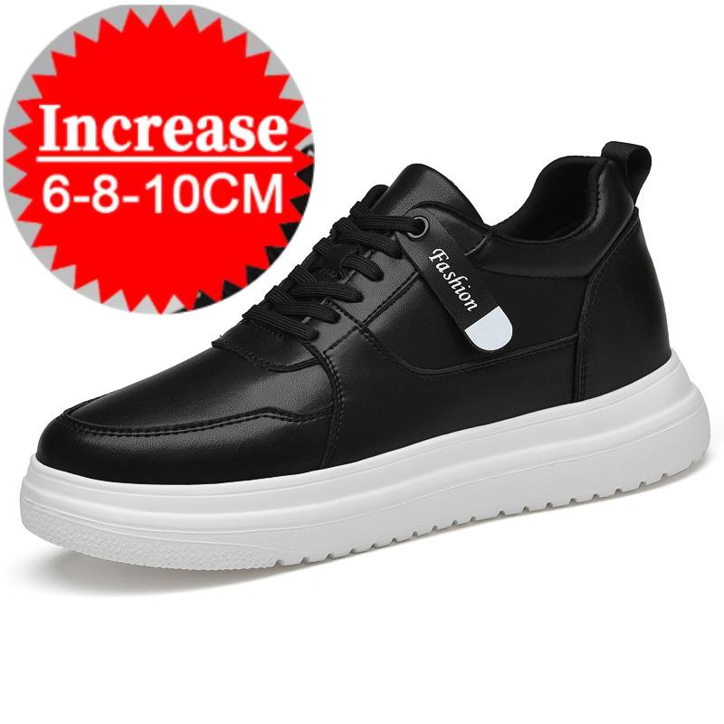 Big Size Lift Men Sneakers Elevator Shoes Heightening Height Increase Insole 7-8CM High Heels Shoes Leather Sport Shoes