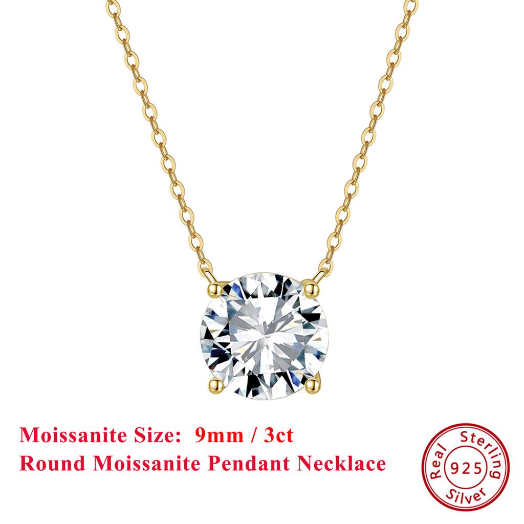EFFIE QUEEN S925 Silver 1ct /2ct /3ct /4ct Round Moissanite Diamond Pendant Necklace for Men, Women Casual Wear 2025 Trend MON05
