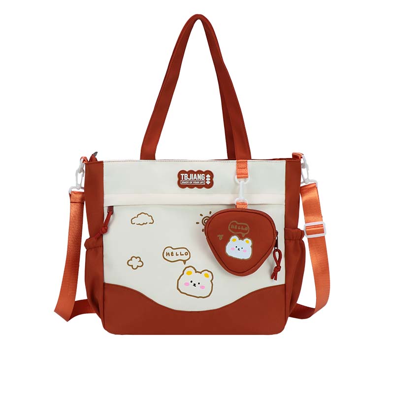 

Сумка-тоут для студента в стиле кампуса, большая вместимость, женская оранжевый