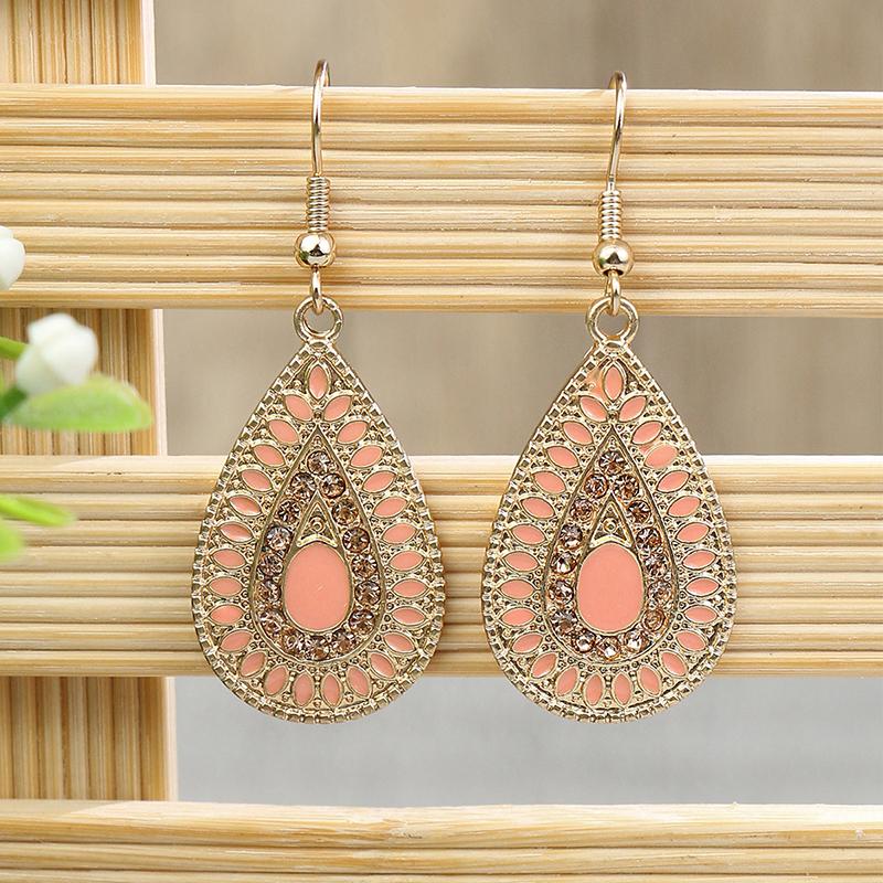 Ethnic Boho Colorful Enamel Earrings For Women Bomemian Retro Hollow Flower Round Geometric Vintage Drop Dangle Earrings Jewelry