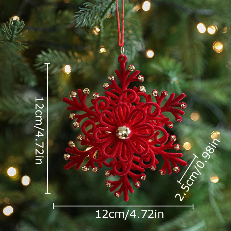 Gold Powder Red Christmas Decoration Flocking Pendant Bow Wreath Christmas Tree Hanging Ornament Xmas New Year Party Home Decor