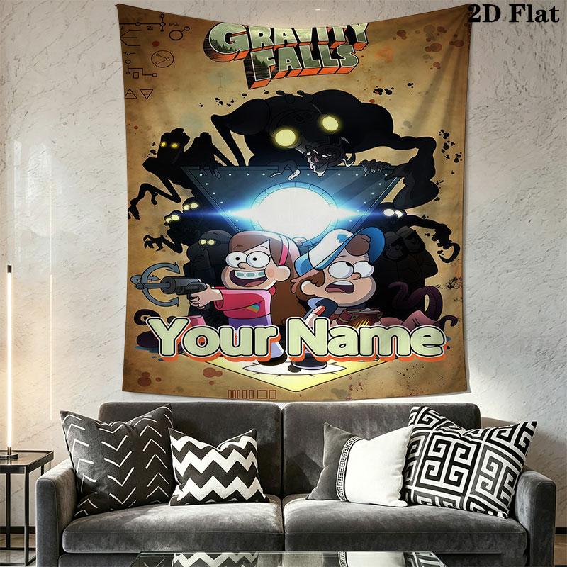 Custom Gravity Falls Wall Hanging Printed Fabric Blanket Decorative Tapestries for Bedroom Living Room Home Decor