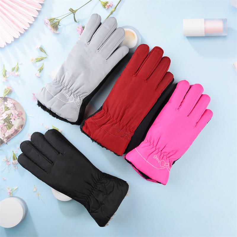 Winter sports thermal gloves women's velvet thickened outdoor riding windproof and cold-proof couple cycling driving non-slip