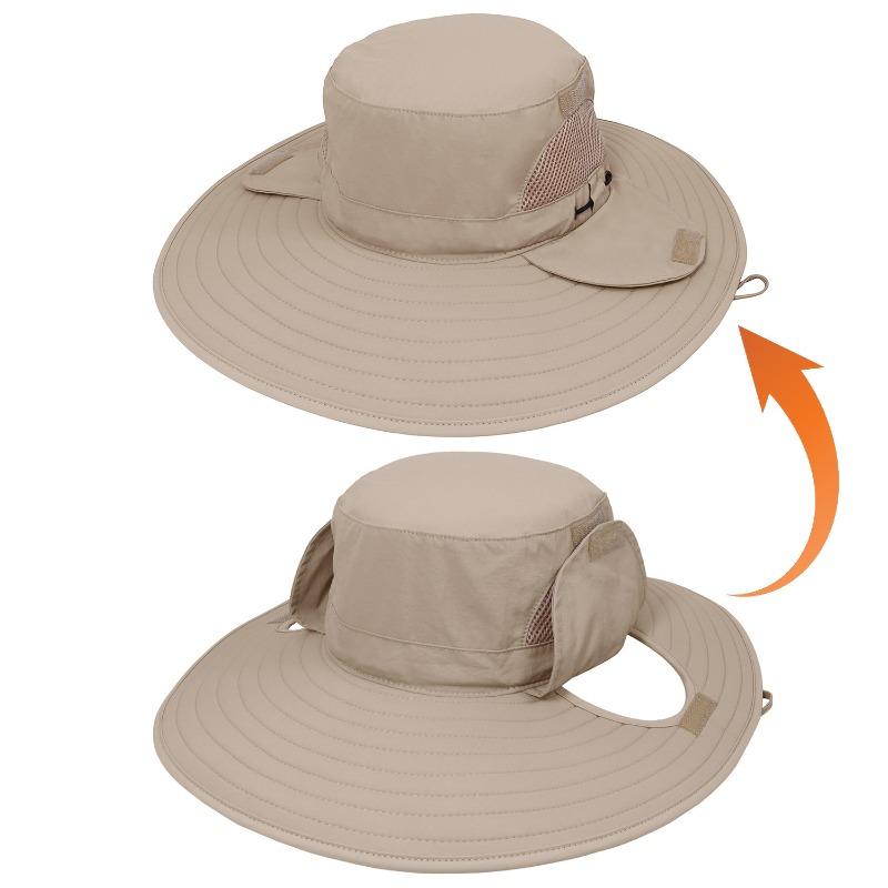 

Уличные рыболовные кепки мужские и женские для кемпинга, защита от солнца, защита лица, дышащая шляпа-ведро, можно повесить наушники, шляпа от солнца с большими полями, лето Adjustable хаки