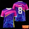 New Football Style T Shirt For Men Summer Fashion 3D Printed Custom Name Number Short Sleeve Ready Stock Simple Design T-Shirt