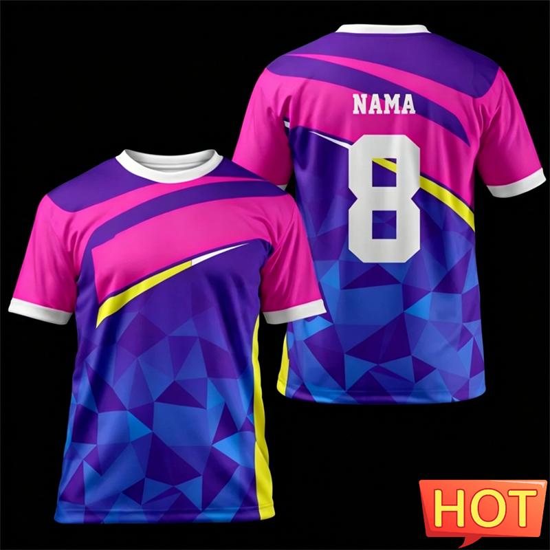 New Football Style T Shirt For Men Summer Fashion 3D Printed Custom Name Number Short Sleeve Ready Stock Simple Design T-Shirt