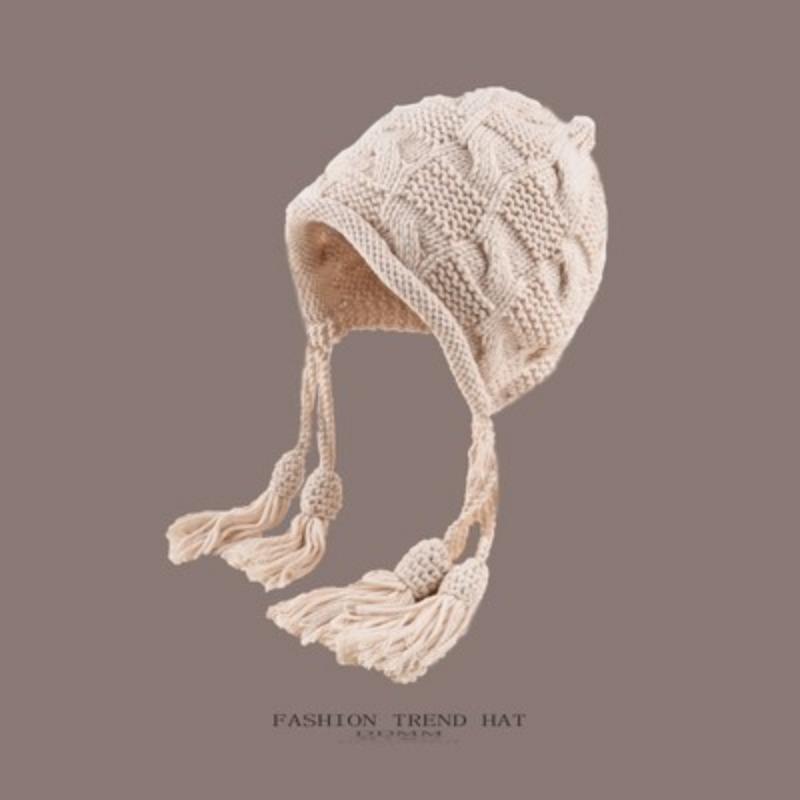 Mütze Damen Winter Warm Ohrenschutz Gestrickte Überziehmütze Sturmhaube Hut Band Doppelnutzung Plüsch Blitzmütze