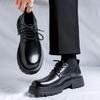Pánské ležérní kožené boty v britském stylu s tlustou podrážkou pro zvýšení výšky, pánské špičaté boty, pánské luxusní malé kožené boty 6373-R