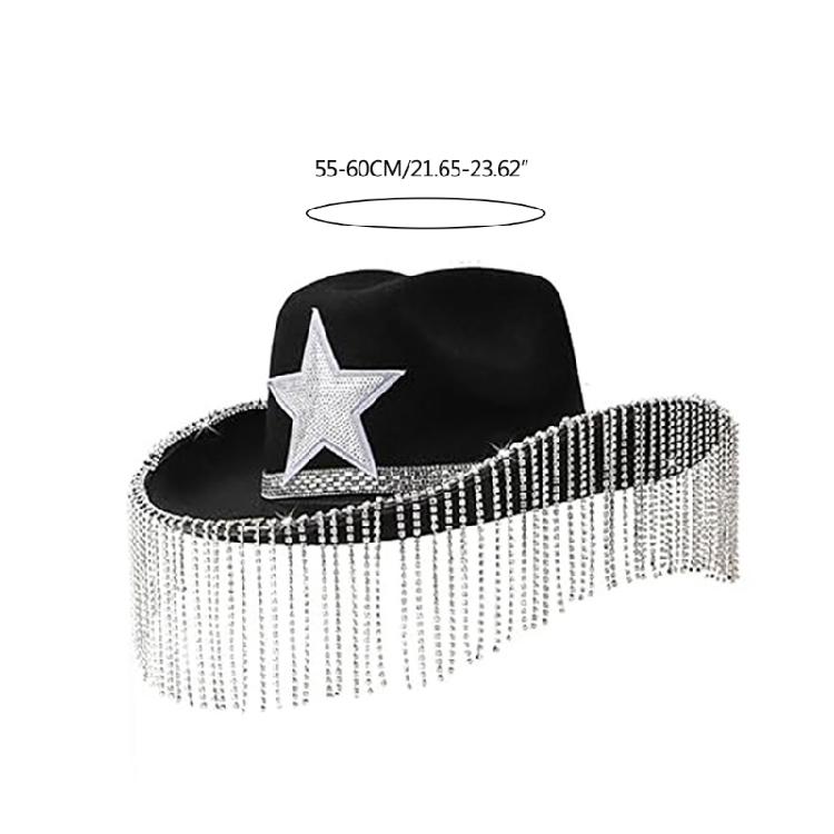 Fashion Cowboy Hats with Diamond Fringes Female Banquets Photography Cowgirl Hat