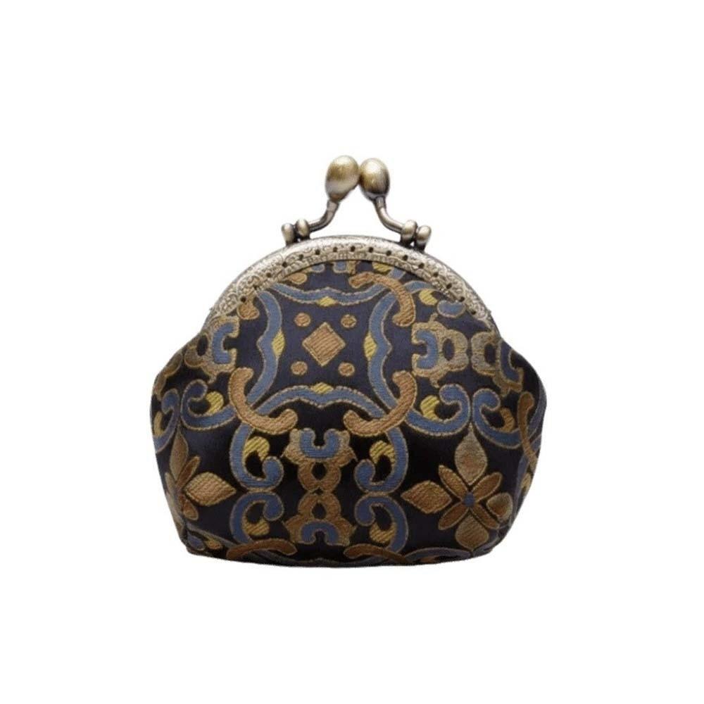Anti-lost Kiss Lock Coin Purse Polyester Portable Brocade Mini Pouch Chinese Style Thickened Embroidered Small Pocket Ring