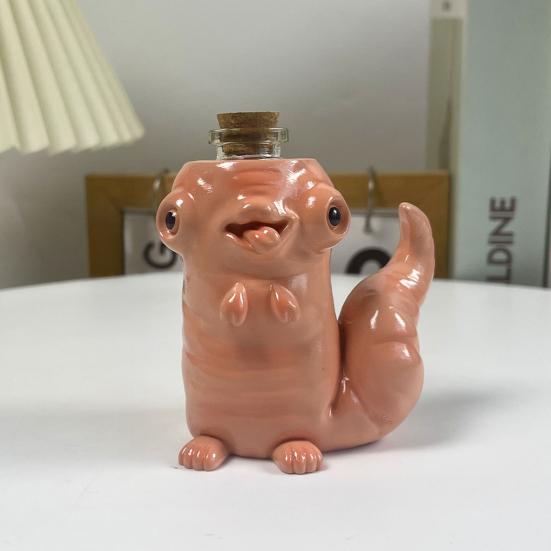 Cartoon Worm Bottle Tabletop Decorative Worm Vase Resin Worm Figurine Bottle Cabinet Shelf Decoration Gift for Novel Vase Collectors