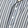 Men Casual Short Sleeve V-neck One-piece Striped Nightgown Leisure Loose Bathrobe Comfortable Homewear