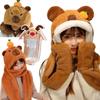 Non-Toxic High Quality New Capybara Plush Hat Scarf Gloves 3-In-1 Elk Creative Cartoon Super Soft Warm Christmas Gift For Children And Children