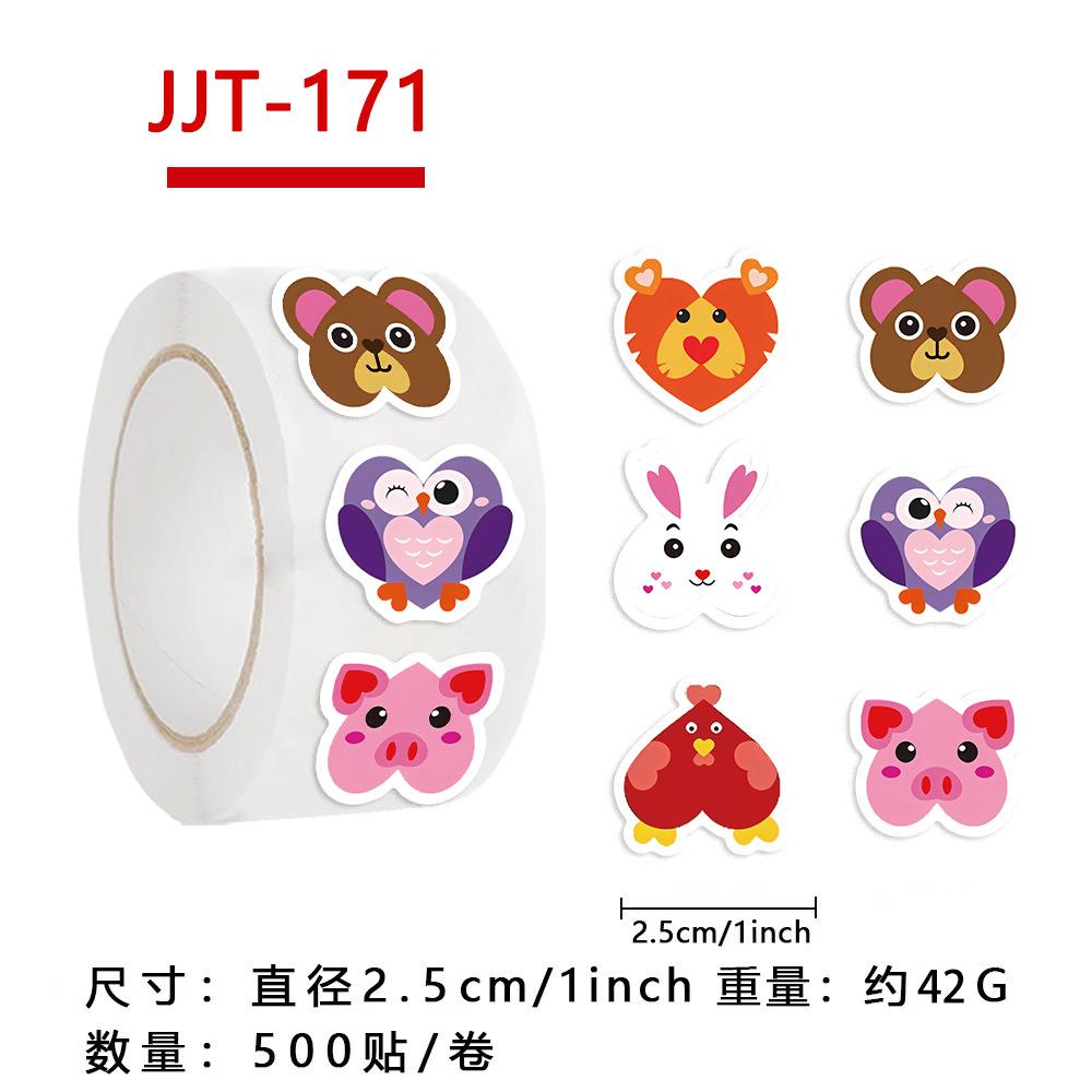 500 Pieces/roll Roll Sticker Tape Mood Animal Sticker Handbook Material Decorative Envelope Seal Sticker