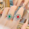 Light Luxury Niche Temperament Simulation Pigeon Blood Ruby Ring Women'S Red Corundum High-Grade With Cotton Emerald Diamond Ring