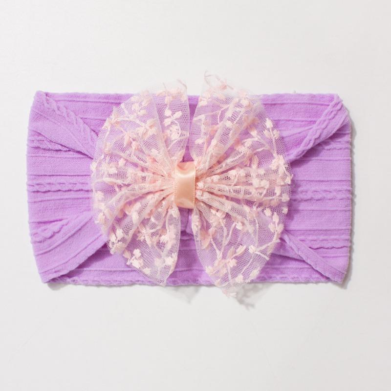 New Jacquard Baby Elastic Headband, Cute Lace Bow Children's Headscarf, Thin Baby Headband