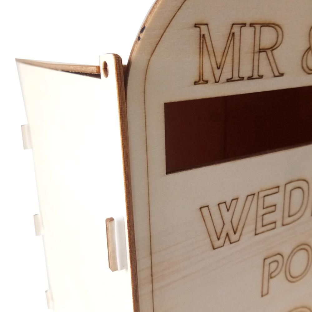 DIY Wooden Wedding Mailbox Post Box with Lock Rustic Hollow Gift Card Holder for Reception Wedding Anniversary Party