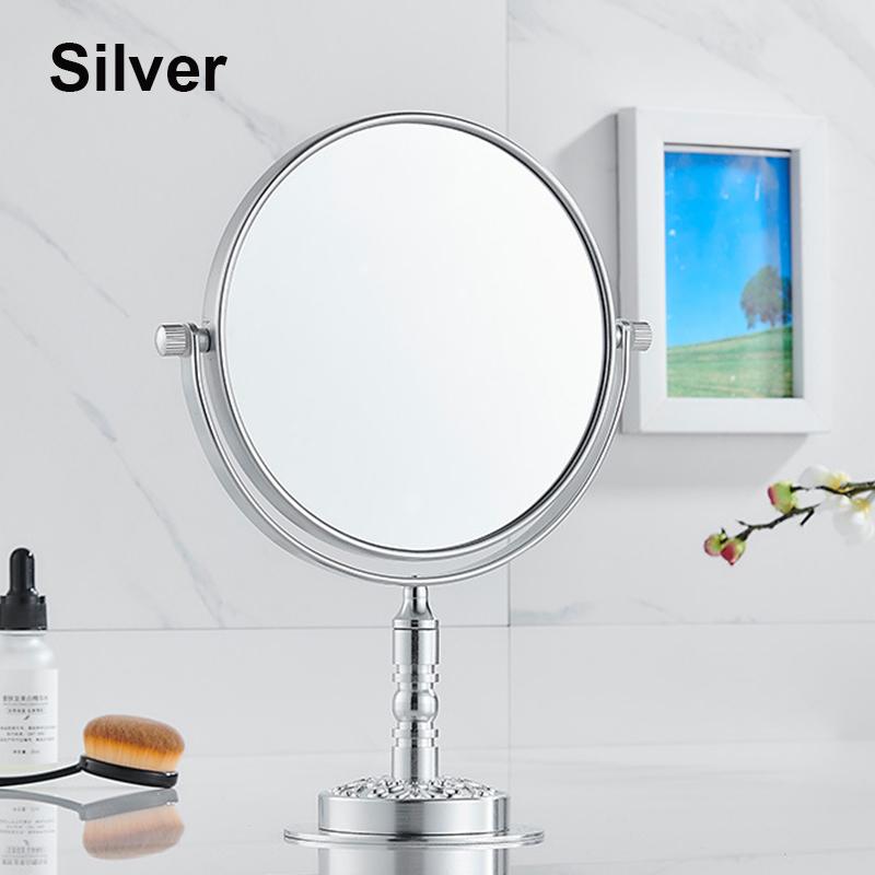 

Dual-Sided 1X/3X Magnification Bathroom Makeup Mirror Aluminum Frame Tabletop Standing Beauty Mirror (Black/Silver/Gold)