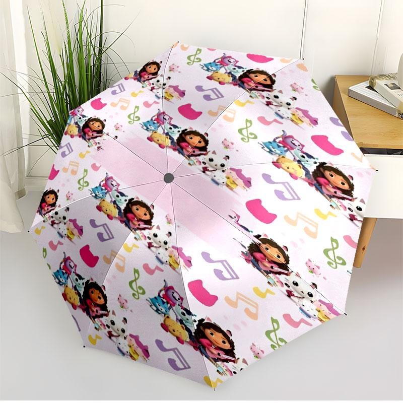 Gabby's Dollhouse Print Automatic Open Close Umbrella, Portable Foldable Umbrella, for Outdoor Commute Camping Trip, Ideal Birthday Gift