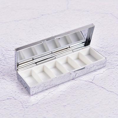 Cortadores Divisores de Comprimidos de Metal Porta-comprimidos Estojo Dobrável Recipiente Organizador Para Medicamentos 6 Compartimentos 85mm*35mm*15mm
