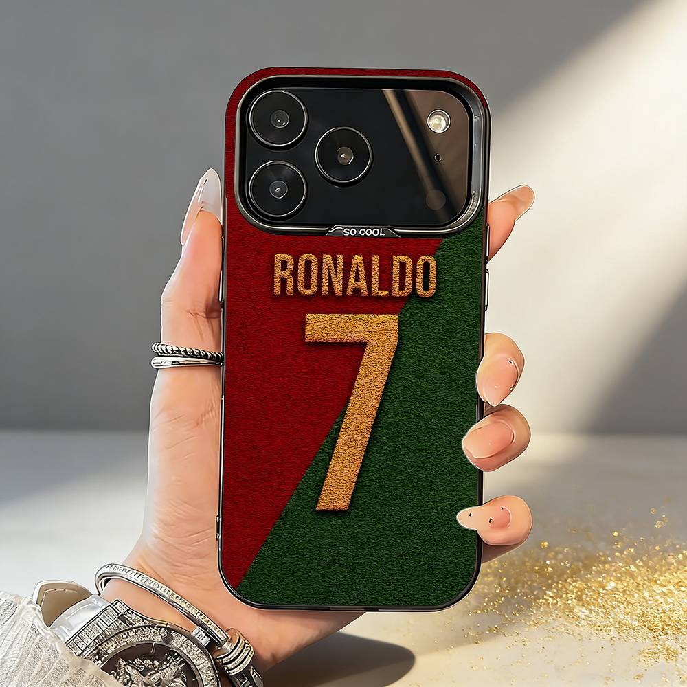 C-Cool C-Cristiano R-Ronaldo 7 Phone Case For iPhone17 16 15 14 13 12 Pro Max Grey Black Matte Laser Metallic Aurora Funda