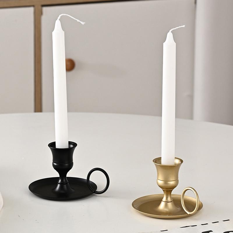 Metal Candle Holder Desktop Candlestick Adornment Candle Holder With Handle Centerpiece Dining Table Wedding Festive Decoration