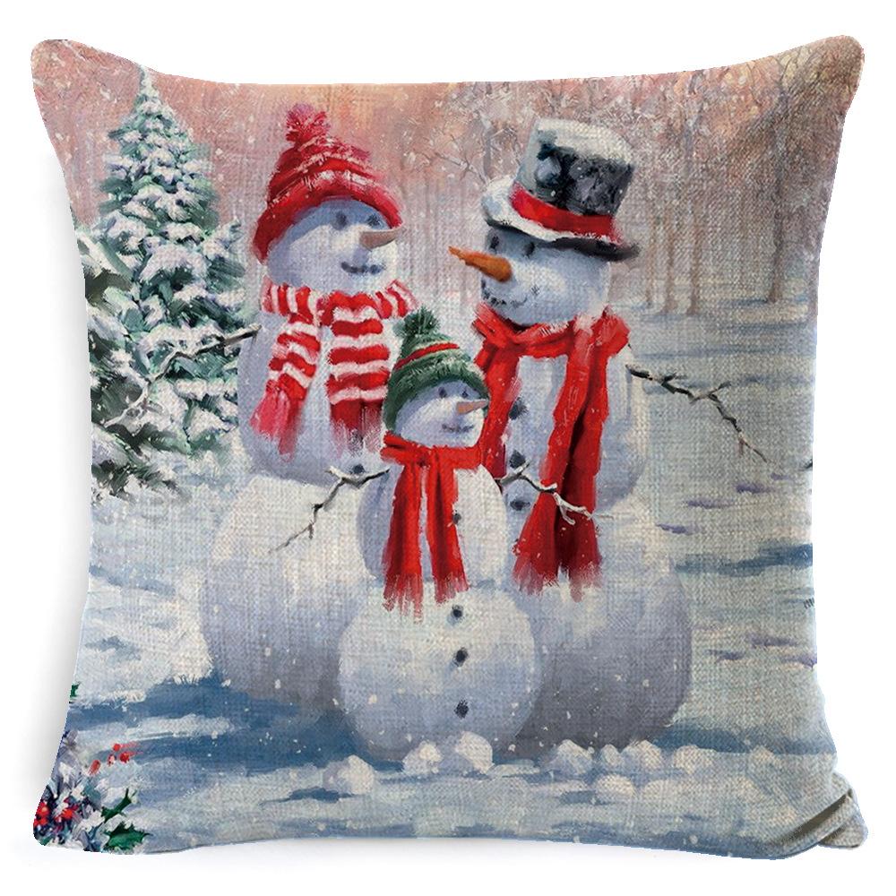 Christmas Linen Pillow Case Home Nap Lumbar Cushion Pillow Sofa Bedside Cushion Pillow Case