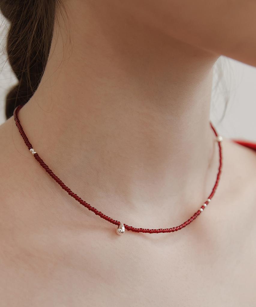 Tatiana [Musinsa Exclusive] (Silver 925) Happy Bean Bead Necklace Nz2441